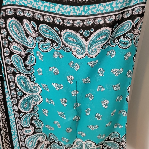 Aqua and Black Michael Kors Poncho Blouse - Picture 3 of 6